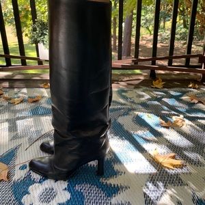 Manolo Blahnik Black leather boots.